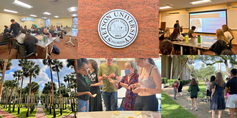 Collage of photos from class activities and Stetson's campus
